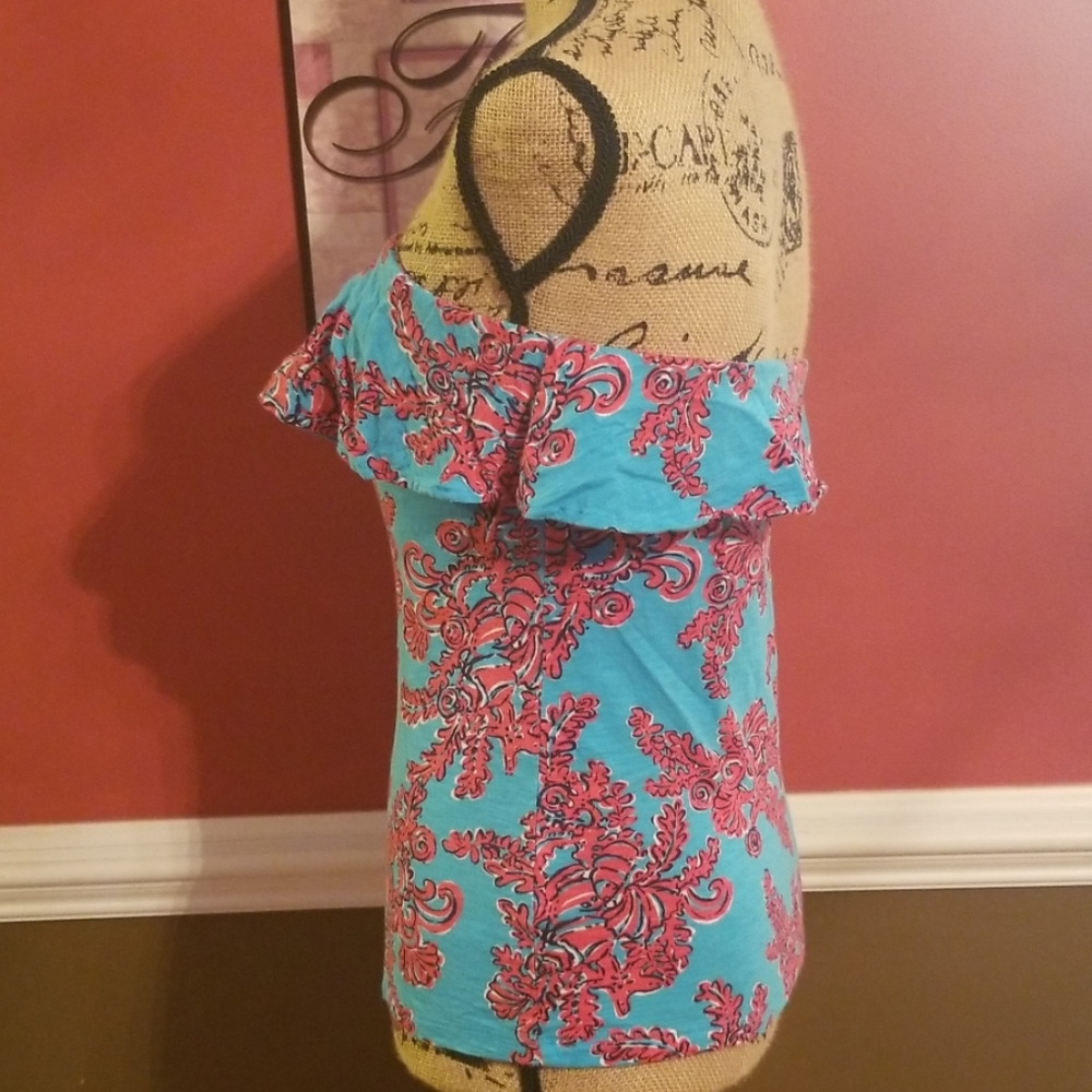 Lilly Pulitzer Strapless Ruffle Top Size Xsmall - Picture 4 of 8